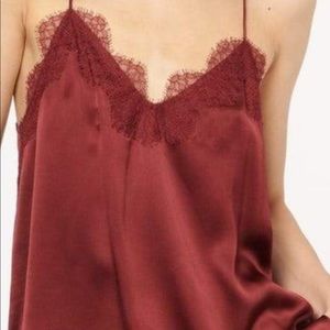 CAMINYC-burgundy camisole with lace trim